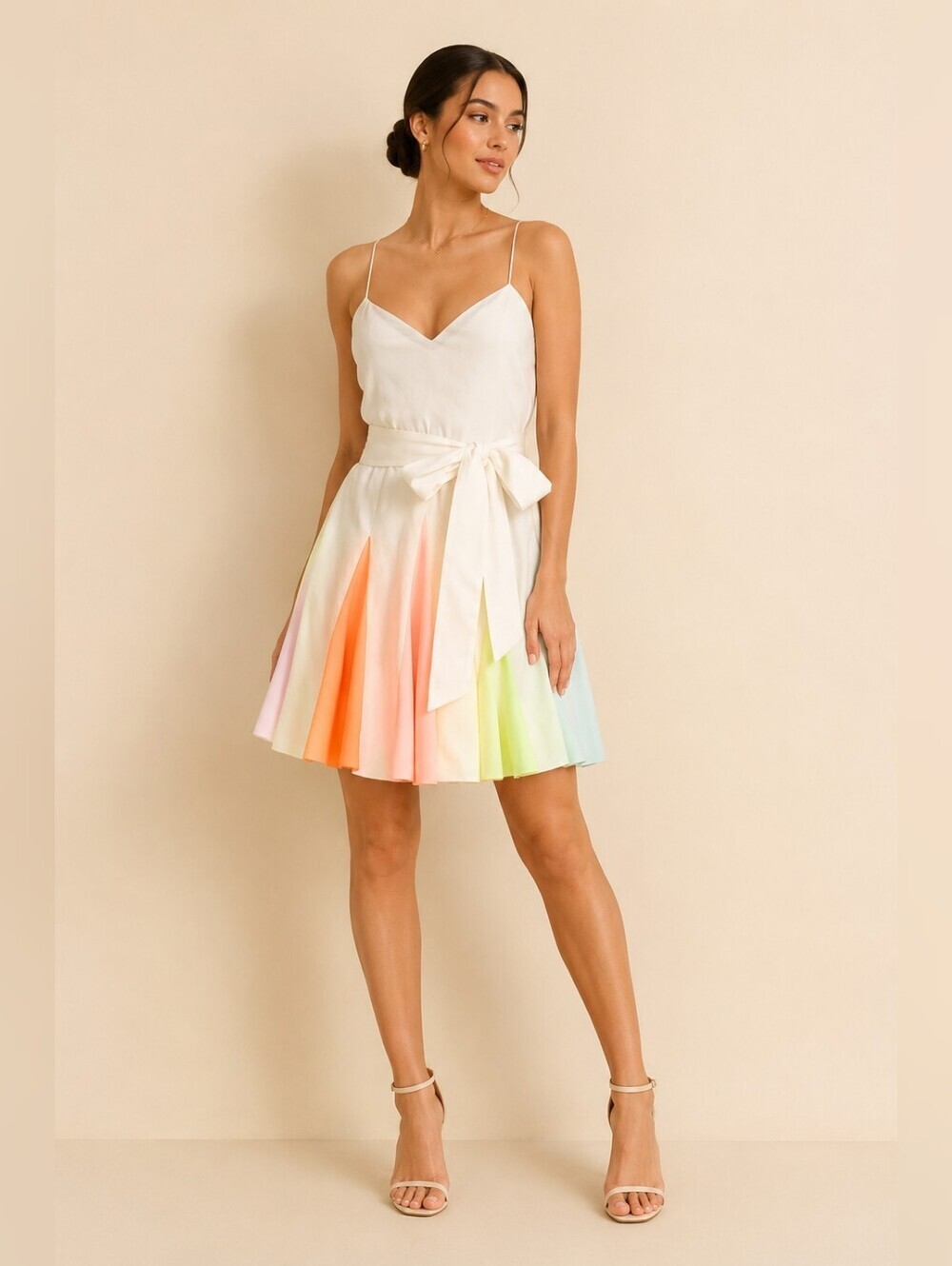 Alice + Olivia White and Multicolor Midi Dress " *DOES NOT HAVE THE BELT*